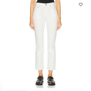 Citizens Of Humanity Cream Charlotte Crop High Rise Straight Denim